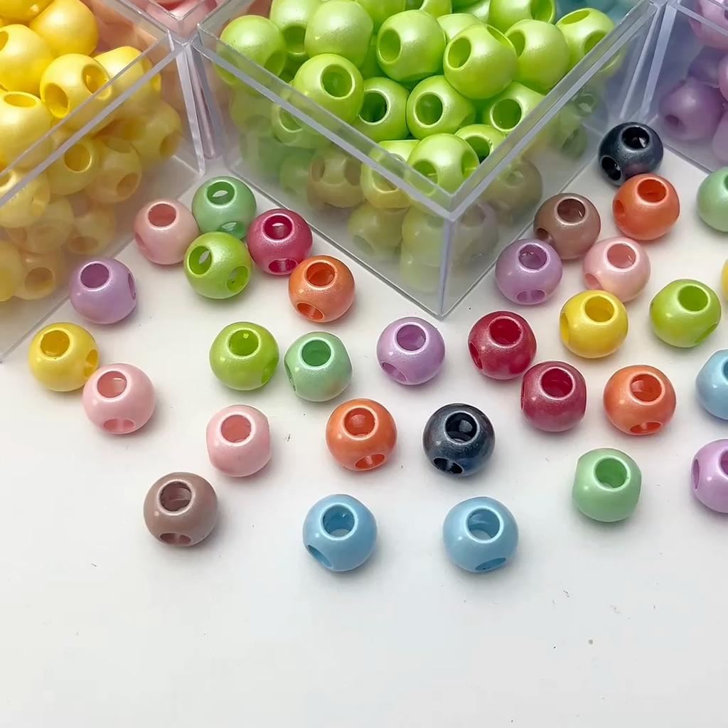 5pcs/bag Big Holes Acrylic Beads Round Loose Spacer Beads For DIY Bracelet Necklace Keychain Jewelry Making