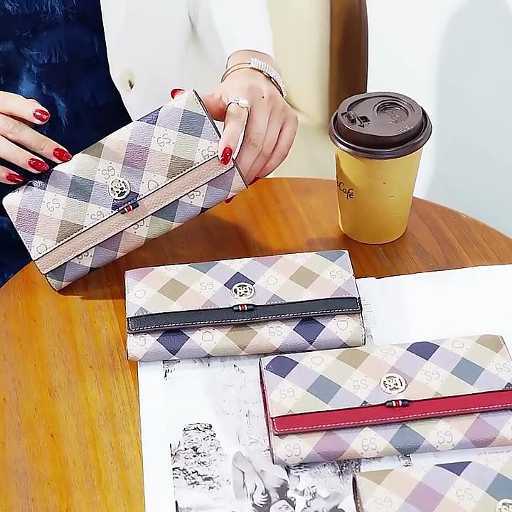 2024 Panelled Genuine Leather Wallet Colorful Plaid Long Women Wallets High Capacity Phone Clutch Bags For Ladies Purse