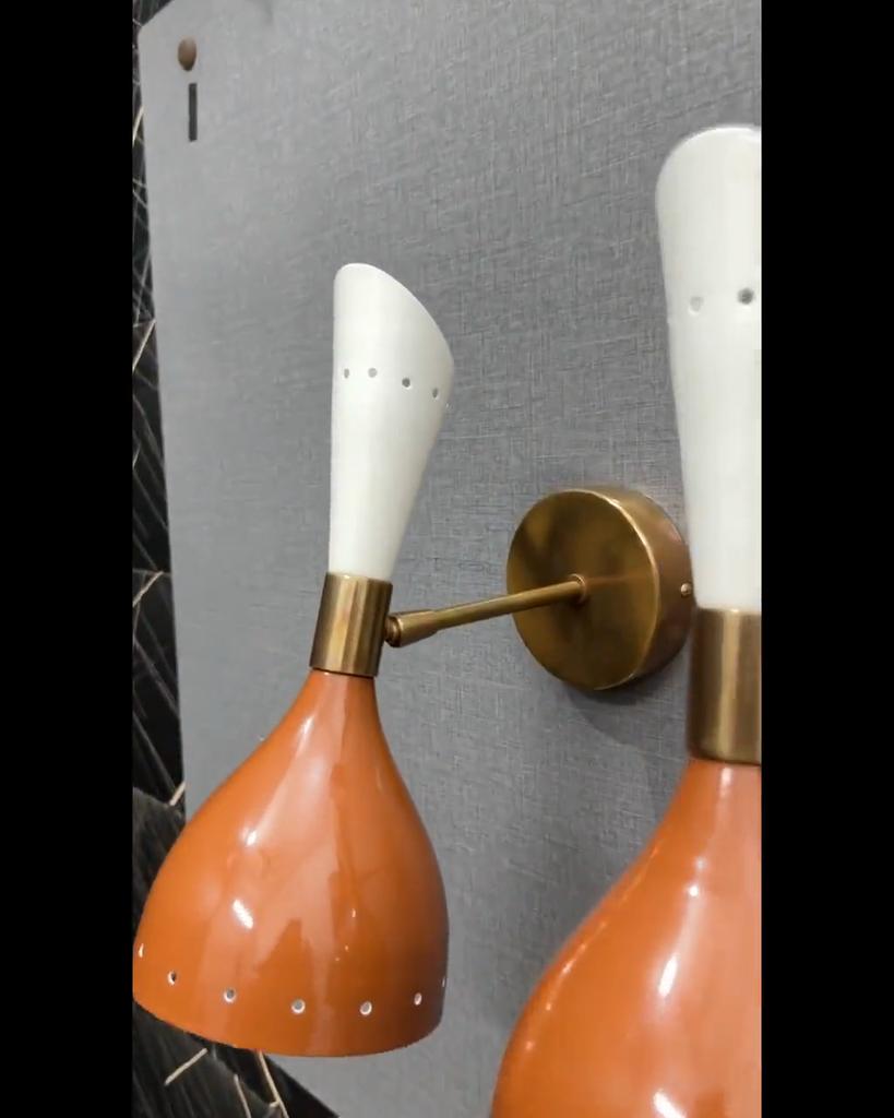 Handmade Brass Double Cone Sconce: Modern Chocolate & White Wall Light