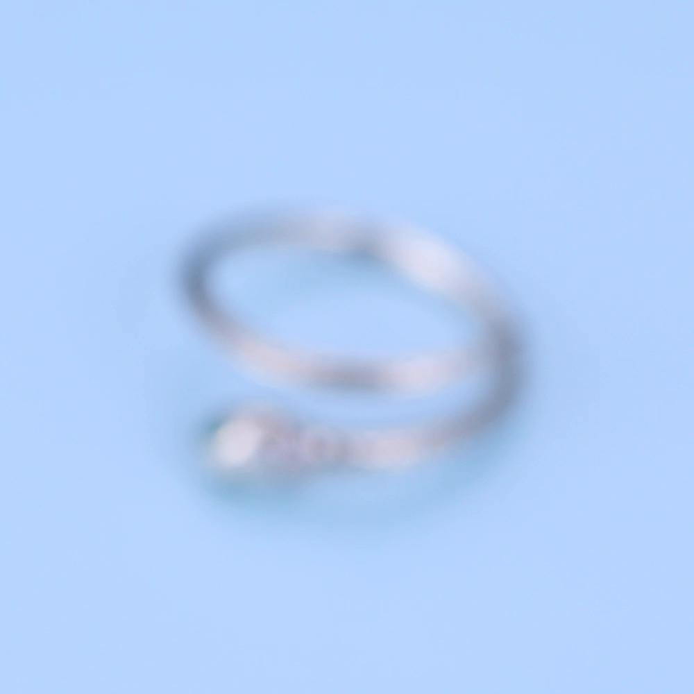 Bamoer 925 Sterling Silver Green Zircon Retro Textures Snake Ring Women Adjustable Statement Rings