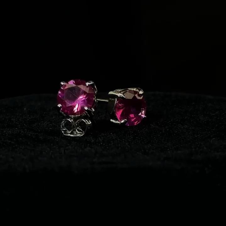 Burmese CERTIFIED Natural Pink Round Ruby 42.30 Ct Earring Pair Free Delivery MY.ER-02-NS
