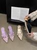 Eilyken Butterfly-knot Woman Slippers Pumps Design Style Low Heels Ladies Pointed Toe Shoes Mules Crystal Slides