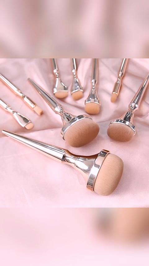 9Pcs Foundation Brushes Reusable Anti-scratch High-density Bristles Universal Easy To Pick Up Women Cosmetic Vanity Supplies