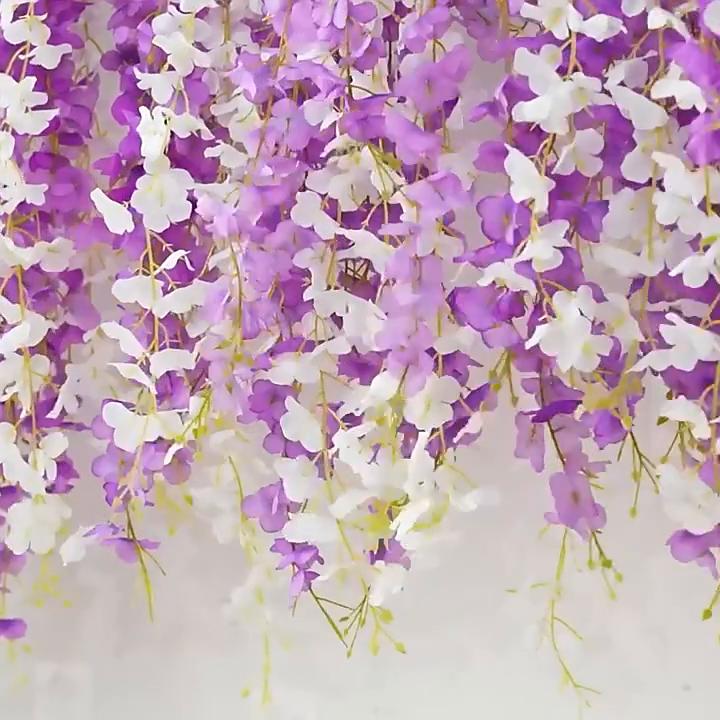 12Pcs Wisteria Flowers Artificial Wedding Simulated Green Plants Eucalyptus Orchid Grass Artificial Flower for Decoration Wedding