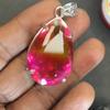 Lab Created Pendant Bi-Color Sapphire 925 Sterling Silver Pear 100 Ct CERTIFIED my-488-ns