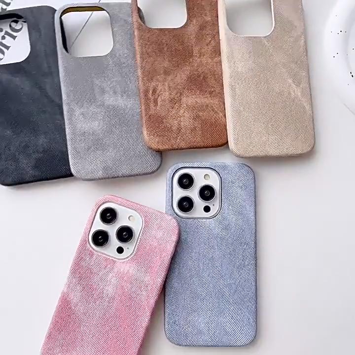 Luxury Matte Leather Fabric Case for iPhone 16 15 14 Plus 13 12 Mini 11 Pro X XR XS Max Soft Shockproof Jeans Retro Thin Cover