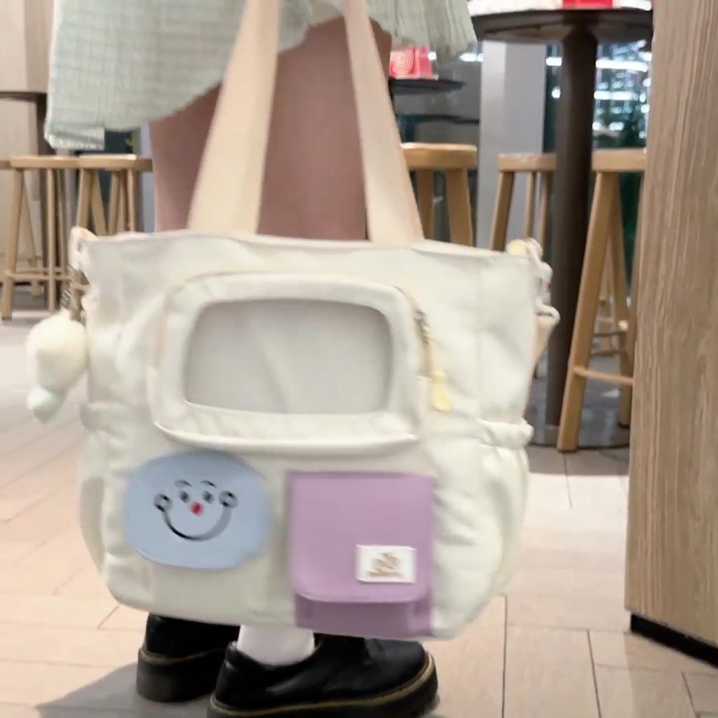 Student Large Capacity Crossbody Bag Color Block Girl Shoulder Bag Book Bag Handbag