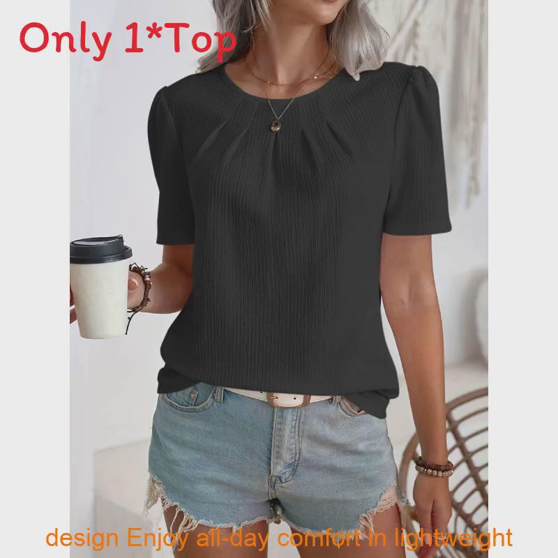 Casual Womens T Shirt With Pleated Design And Polyester Fabric For Daily Wear