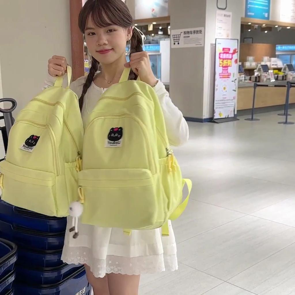 Large Capacity Junior High School Student Schoolbag Black Cat Women's Backpack Class Book Bag