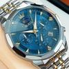 Men Quartz Watches Four-eye Multifunctional Chronograph Rhombus Shaped Glass Waterproof Moon Phase Classic Wristwatch