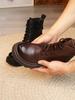 Johnature Genuine Leather Thick Soled British Style Short Boots Versatile Cowhide Women's Platform Shoes