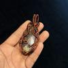 147 ct Natural Brown Jasper Oval Shape Copper Wire Wrapped Pendant Gemstone Jewelry Gift