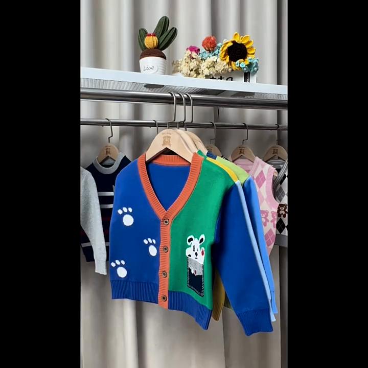 Boys Cartoon Cardigan Dětský svetr s výstřihem do V Kabát Batole Boys Svrchní oblečení s dlouhým rukávem