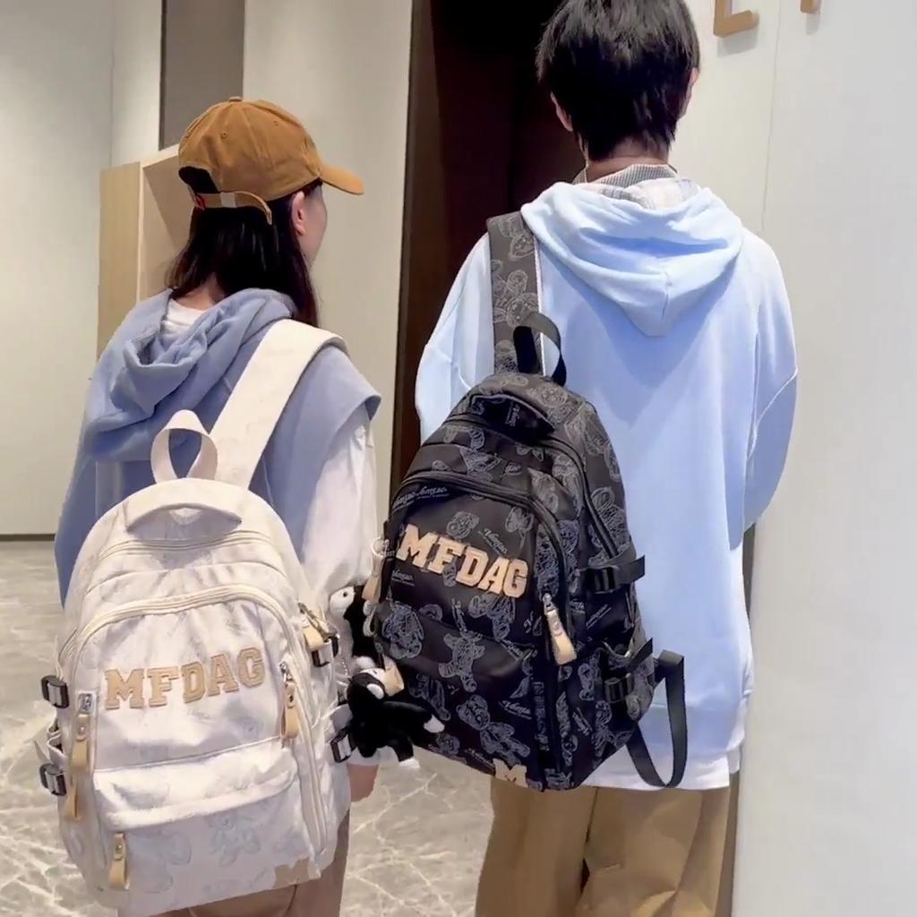 Bear Printed Student's School Bag Women's Backpack Lightweight Men's Large Capacity Backpack