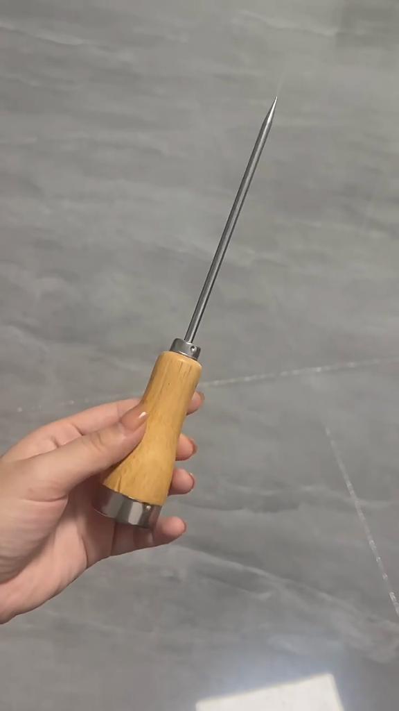 Piolet à glace avec manche en bois, outil brise-glace en acier plaqué, longueur 21,5 cm, lame de 13 cm