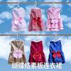 Puppy Dress Plaid Printing Bow-knot Decor Apparel Two-legged Dog Costume Skirt for Summer