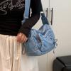 Denim Crossbody Bag Women's Underarm Bag Multi-Pocket Shoulder Bag