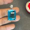 CERTIFIED Blue Sapphire Pendant 925 Sterling Silver Natural Emerald Stone 58 Ct My-487-sa