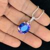 CERTIFIED Natural Purple Tanzanite 925 Sterling Silver Oval Pendant 28 Ct