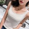 Elegante Canotta da Donna Senza Maniche per Primavera Estate con Pizzo Delicato - Top a Canotta con Bordi per un Uso Versatile