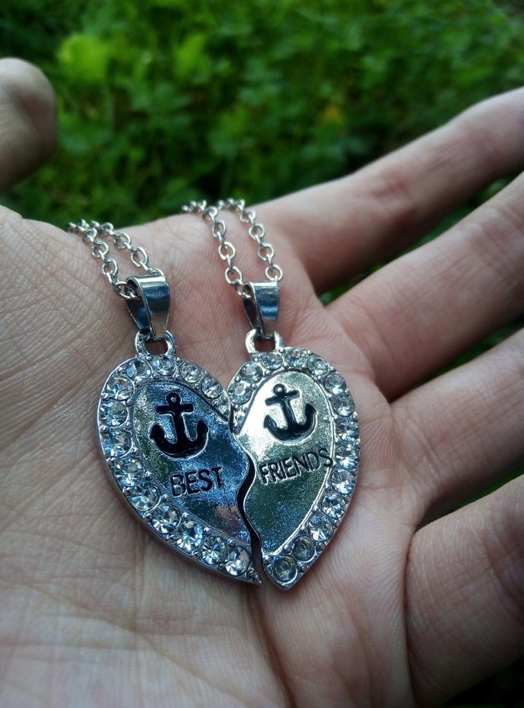 Set 2 Collane Amicizia Con Incisione – Ciondoli Cuore E Panda Con Strass Per Migliori Amiche – Regalo BFF