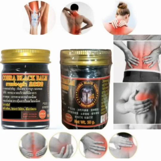 Royal Thai Cobra Snake Thai Black Balm Herbal Natural Warm Massage Ach Pain Muscle Pain Relief 50 G