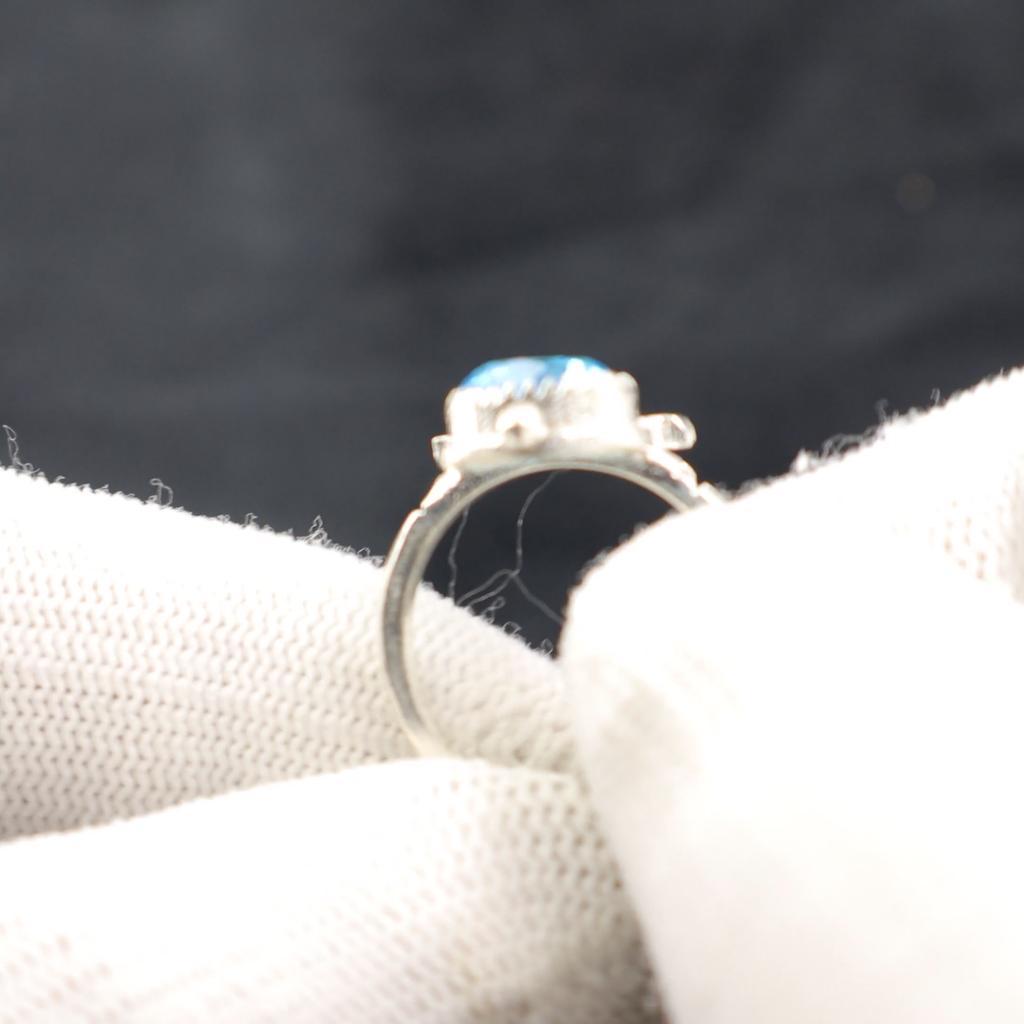Swiss Blue Topaz Gemstone 925 Sterling Silver Jewelry Handmade Ring Gift For Her RR-67-3