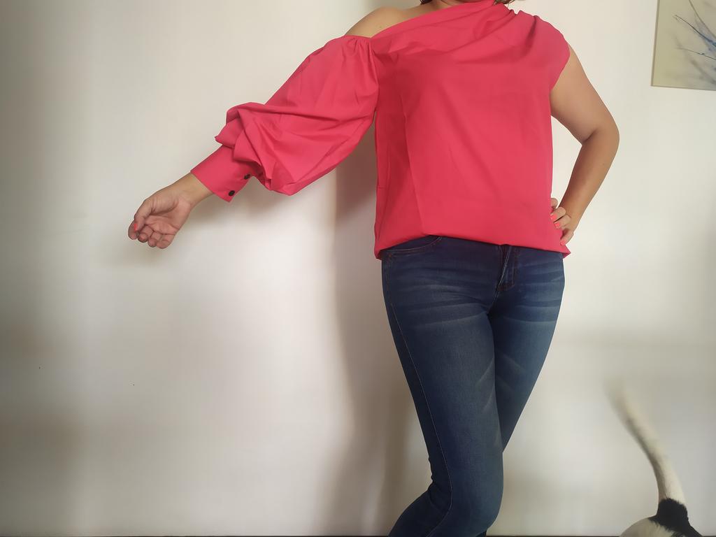 Camiseta de primavera y verano.de moda de mujer con un hombro fuera,blusa  de manga larga,blusa tops comprar a buen precio — entrega gratuita, reseñas  reales con fotos — Joom