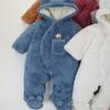 Haine de iarnă cu glugă pentru bebeluși Costum pentru băieți și fete Salopete pentru ieșire pentru nou-născuți Sugari Salopete din lână îngroșată din catifea
