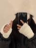 Fleece Half Finger Gloves for Women's Soft Winter Warmth Luxury Solid Color Plush Knitted Fingerless Gloves