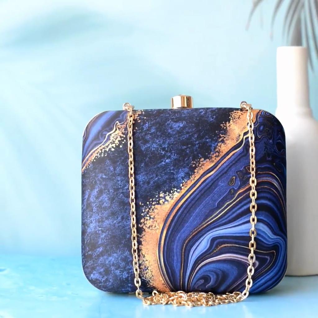 Quirky Multicolor Printed Statement Box Clutch with Detachable Strap Chain - Fashion Sling Bag for Occasions & Festivals - Gift for Women