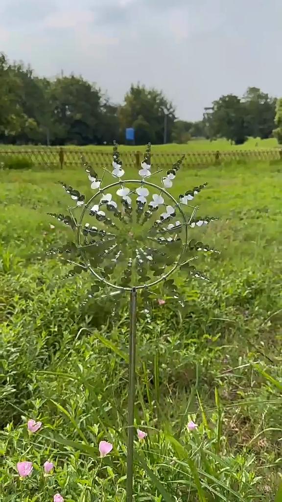 Metal Windmill Creative Courtyard Garden Lawn Decoration Wind Collector Magical Kinetic Energy Metal Windmill Rotator