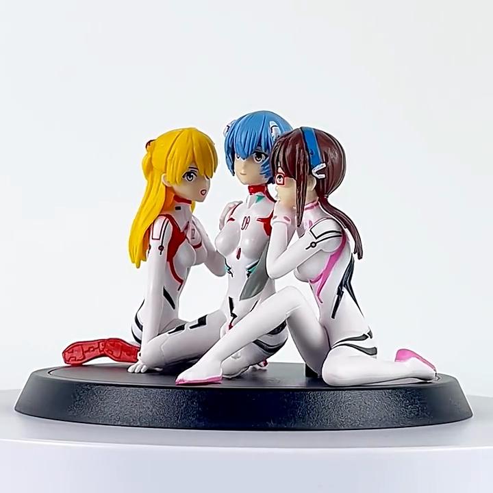 EVA Asuka Rei Mari Figuren Set 3 Stück Neon Genesis Evangelion Anime PVC Actionfiguren Spielzeug für Fans Geschenk Heim Schreibtisch Dekoration