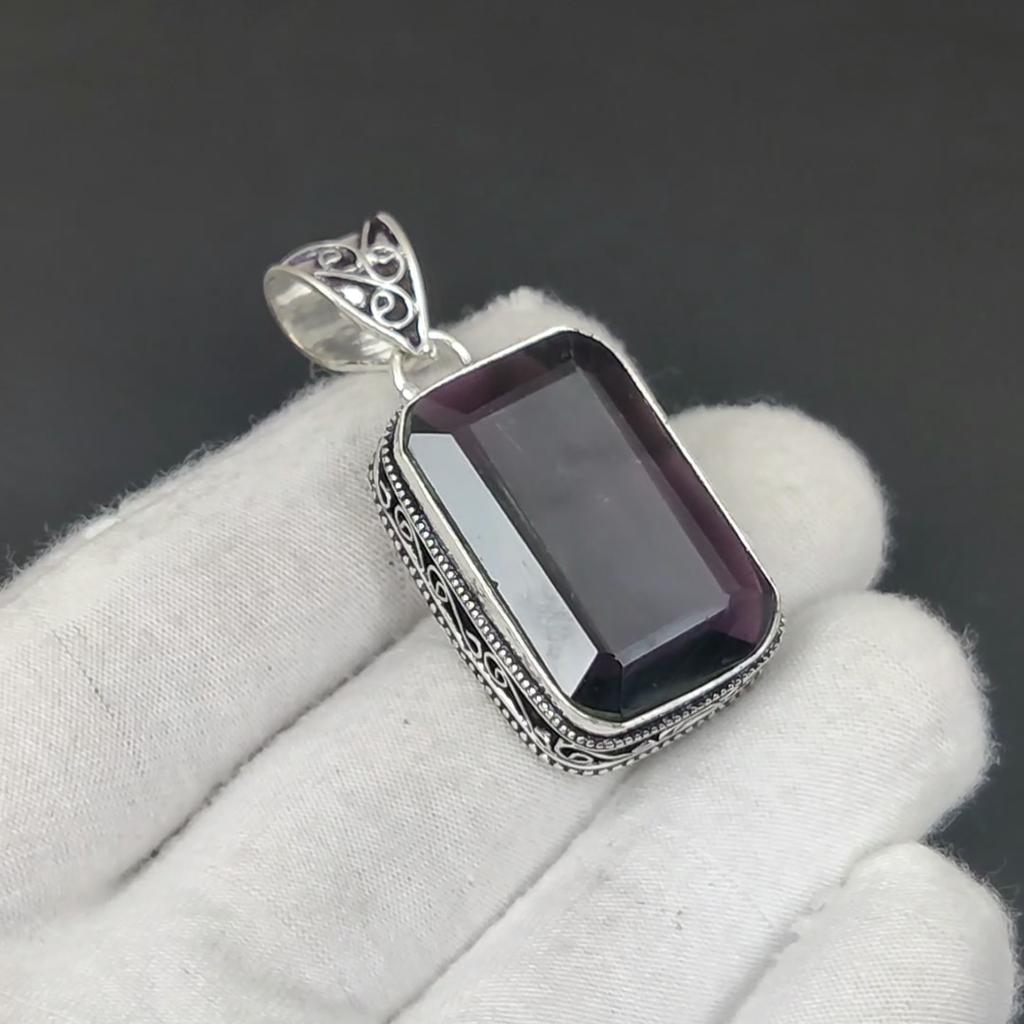 Beautiful Amethyst Gemstone Silver Pendant in 925 Sterling Silver- Handmade Design, Everyday Wear Jewelry, Unique Pendant Engagement Gift