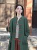 Johnature Women Shirts Vintage Tops Spring Chinese Style Button Solid Color Pockets Stand Long Shirts