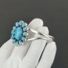 Sleeping Beauty Turquoise Gemstone Handmade Cuff Bangle 925 Sterling Silver Cuff Bangle, Turquoise Flower Shape Bracelet For Wife, Unisex Bangle