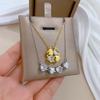 Cubic Zirconia Flower Pendant Necklace for Women 2025 New Fashion Stainless steel Jewelry Wedding Party Accessories