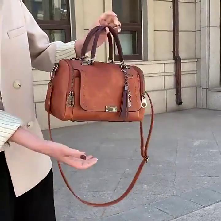Yogodlns Сумка с декором кисточками, женская сумка через плечо большой вместимости, модная сумка через плечо на молнии со съемным ремешком