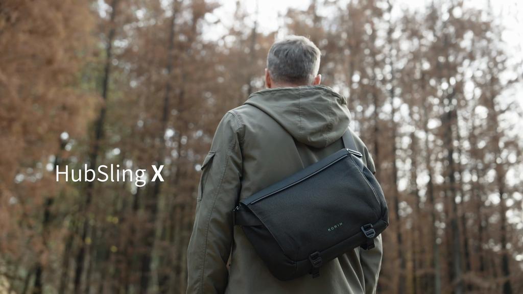 Men's Sling Bag Korin Hubsling X 14 inch Laptop Bag &12.9 Tablet Bag Anti-theft Megnetic Top Cover/ Cut-Resistant /Waterproof Black KY042