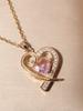 Heart Necklace for Women Golden Stainless Steel Clavicle Chain Pink Zirconia Jewelry Wedding Party Daily Wear Accessories