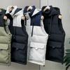 Plus Size L-6XL Winter Sleeveless Parkas Man Thick Outerwears Fashion Men's Warm Vest Hooded