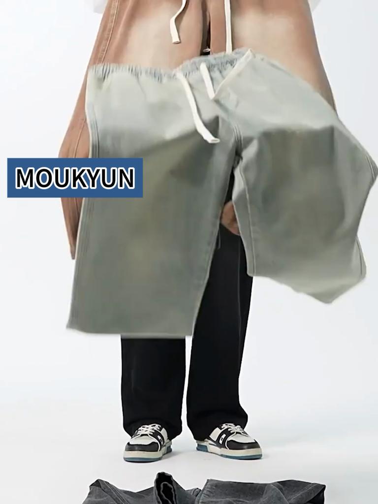 Mote Herre Baggy Jeans Løse Rette Koreansk Mote High Street Casual Daglig Sleping Vide Ben Bukser