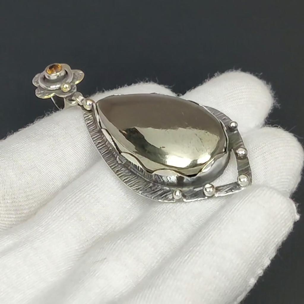 Apache Pyrite Gemstone Pendant, 925 Sterling Silver Jewelry Pendant, Natural Pyrite Gemstone Jewelry Pendant For Women, Pendant For Gifts