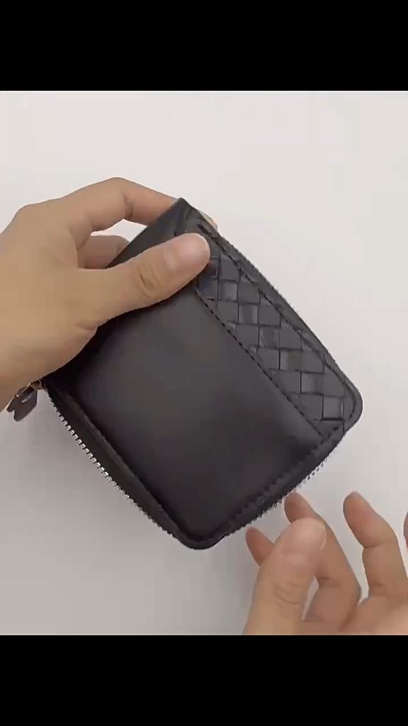 Herren Vintage PU Leder Geldbörse Reißverschluss Dreifach gefaltet Kurze Geldbörse Gewebtes Patchwork Multi Kartenhalter Münzfach Ausweisfenster Lässige Business Geldbörse