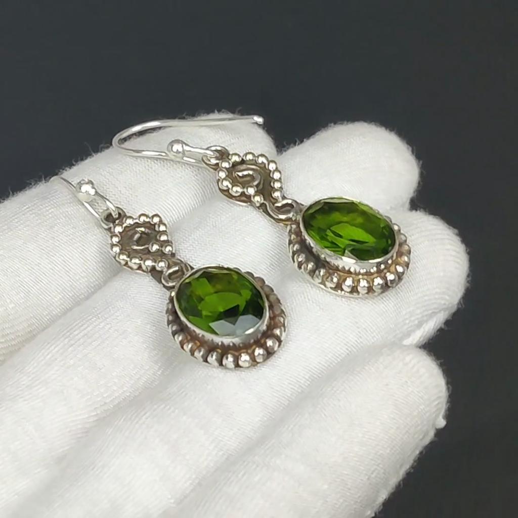 Peridot Örhängen, Handgjorda Örhängen, 925 Sterlingsilver Örhängen, Citrin Smycken Örhängen, Gåva till Hennes, Hängande Örhängen För Kvinnor Gåvor