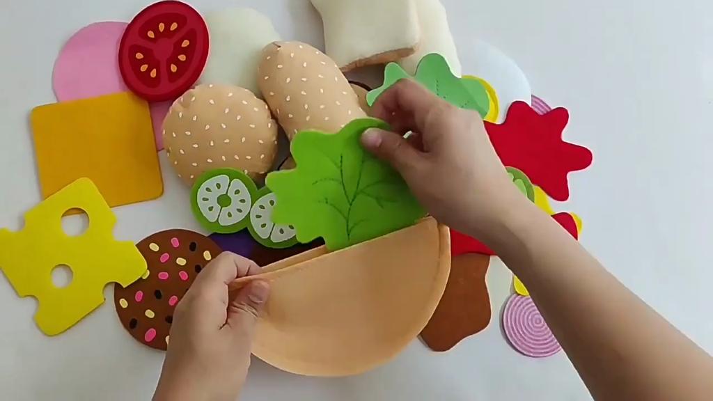 DIY Felt Hamburger Toy Set Sandwich Hot Dog Play House Toys