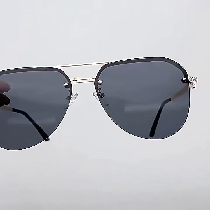 New Retro Metal Half Frame Pilot Sunglasses Fashion Women Men Square Frame Sun Glasses Outdoor Classic UV 400 Eyewear Shades