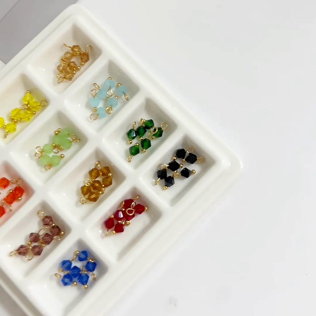 5 stk. Anheng med glassperler til halskjede, armbånd, øredobber, DIY smykkelaging