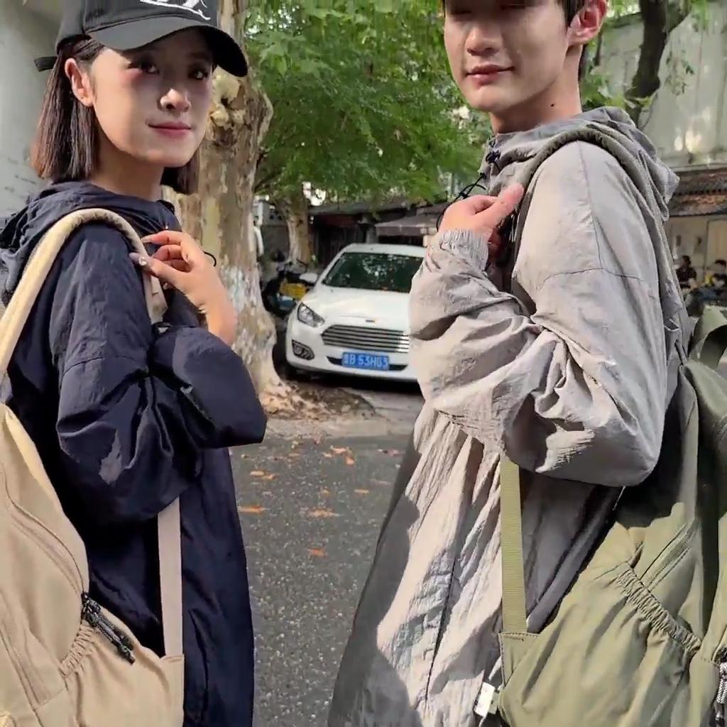 Middle School Student Schoolbag Women's Large Capacity Backpack Men Solid Color Nylon Backpack