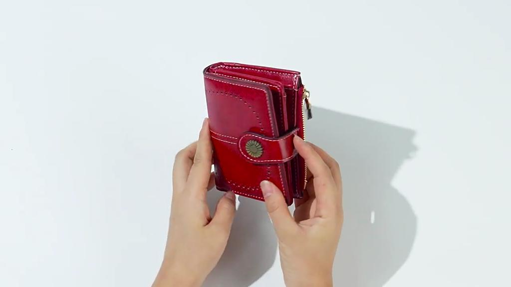 Portafogli Corti da Donna Antifurto RFID Fibbia a Spazzola Portafoglio Grande Capacità Porta Carte Multi Scomparto Portamonete Borsa a Mano in Pelle PU di Alta Qualità